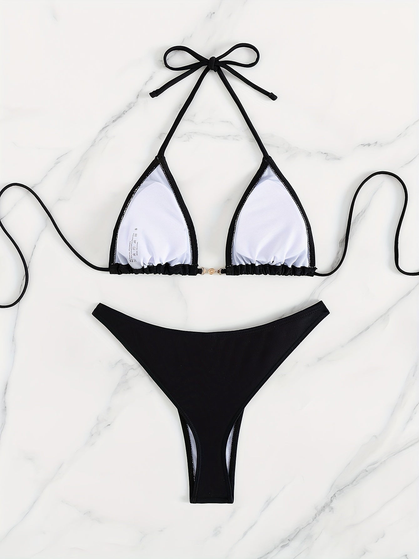 Bikini Triangle de bain extensible à col noué