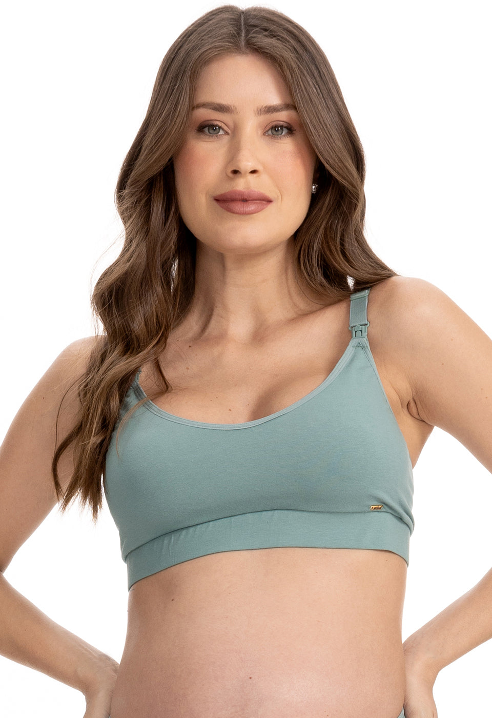 Soutien-Gorge d’Allaitement Sans Coques Tissu Double Menthe