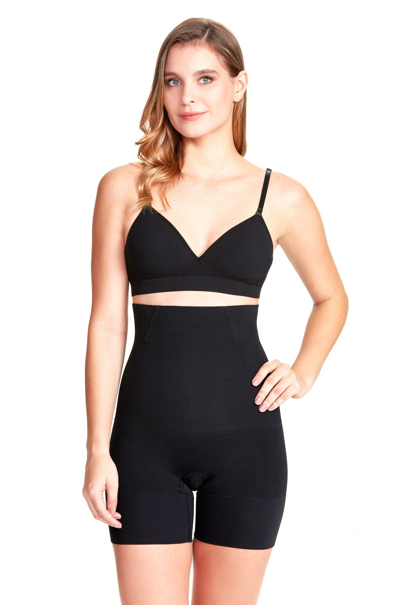 Short Gainant Abdominal avec Armatures Noir