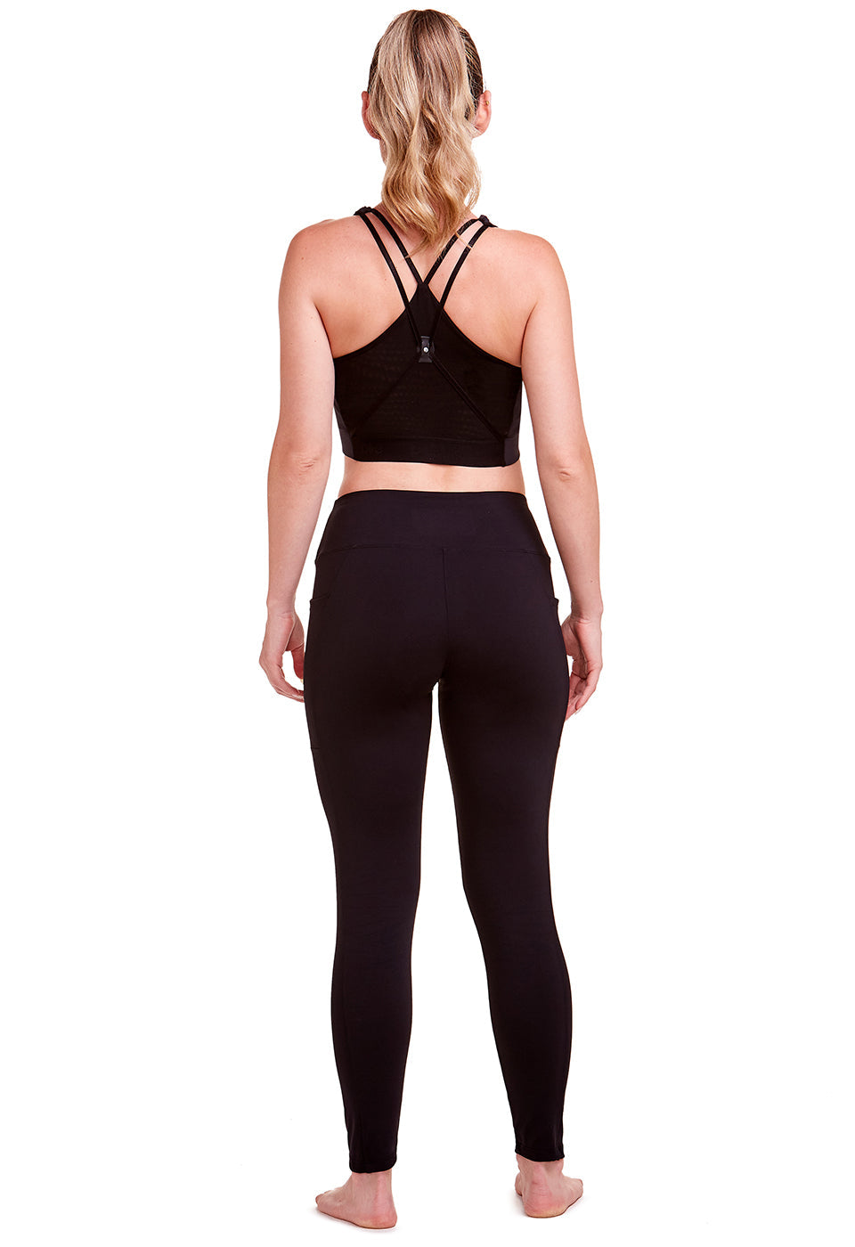 Legging Fitness Microfibre avec Poche Noir