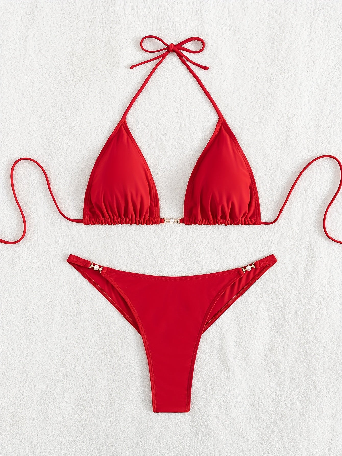 Bikini Triangle de bain extensible à col noué