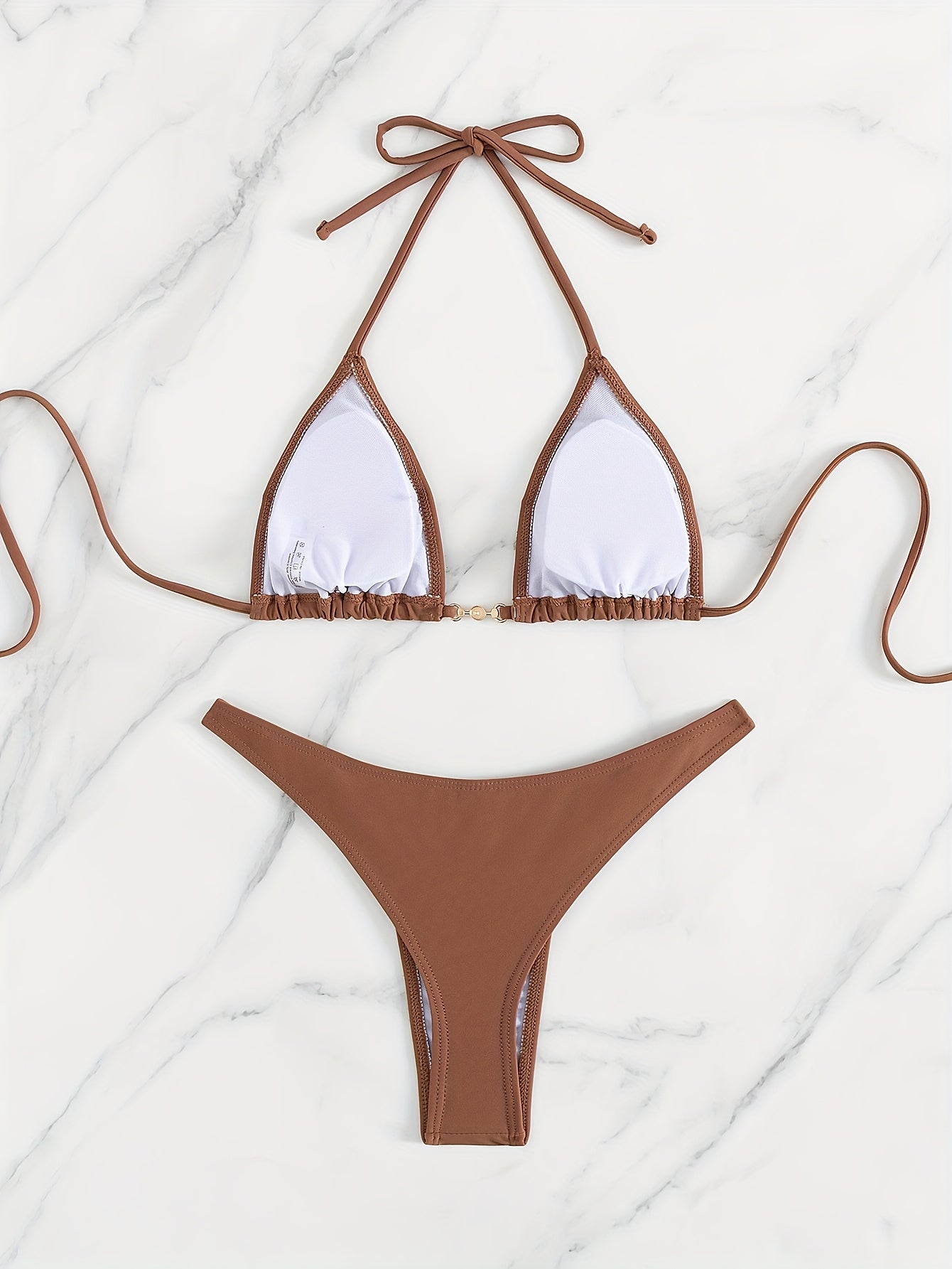 Bikini Triangle de bain extensible à col noué