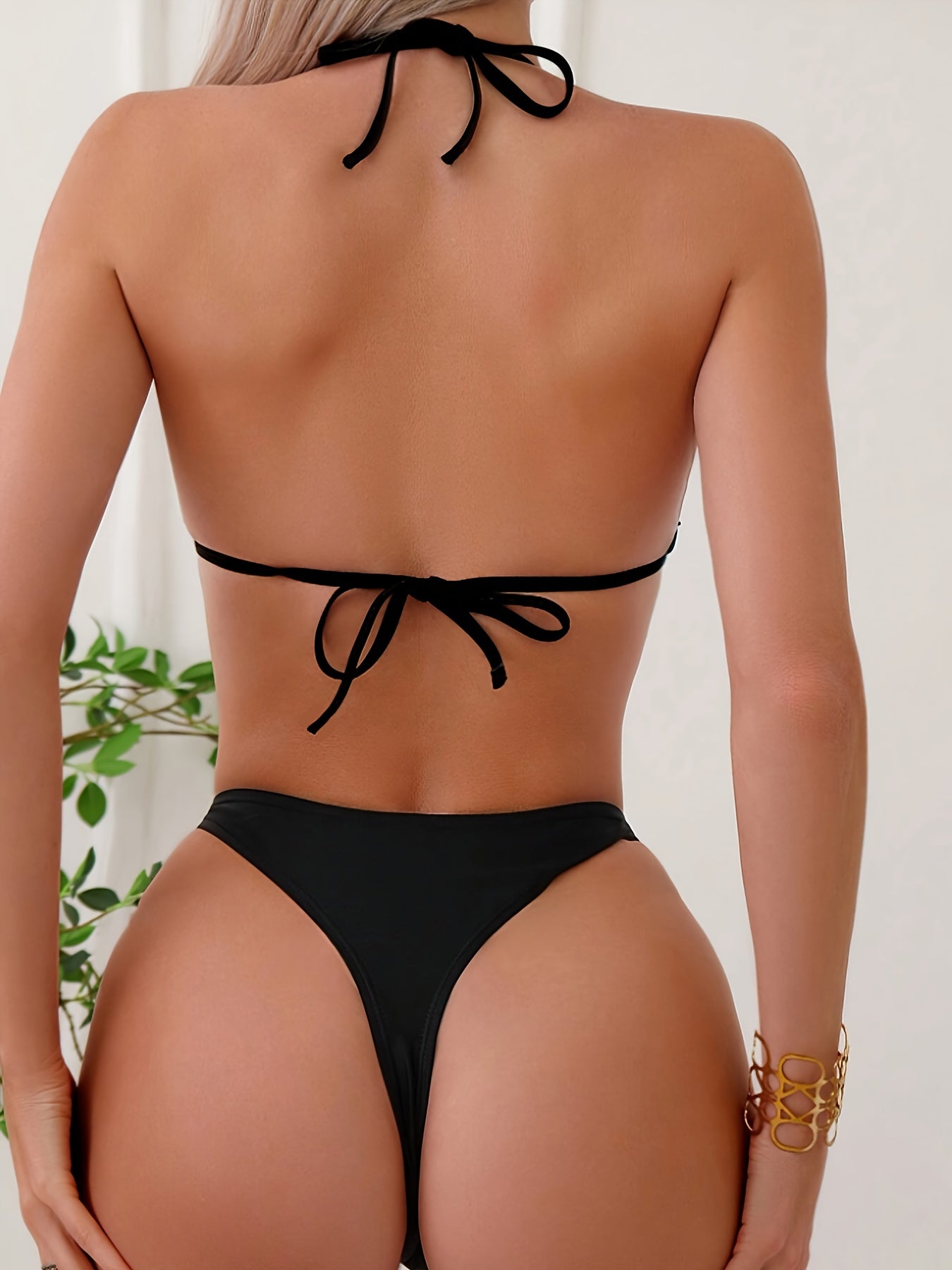 Bikini Triangle de bain extensible à col noué