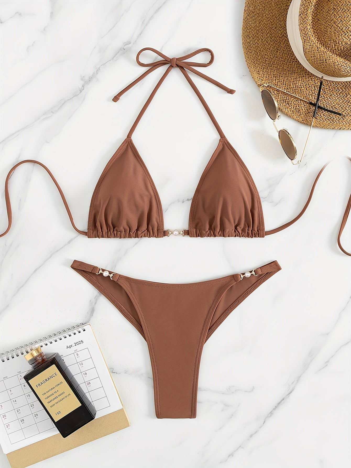 Bikini Triangle de bain extensible à col noué