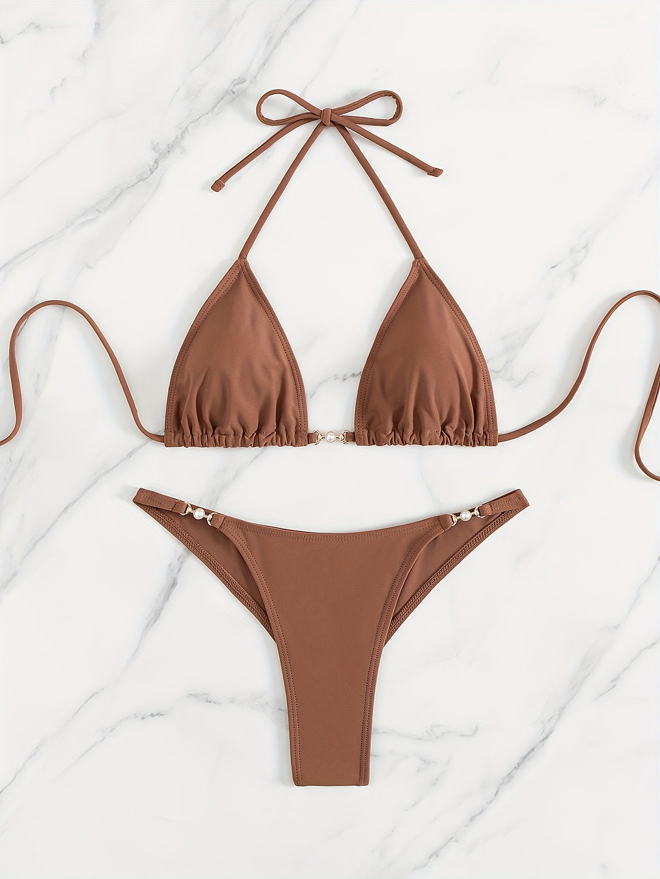 Bikini Triangle de bain extensible à col noué